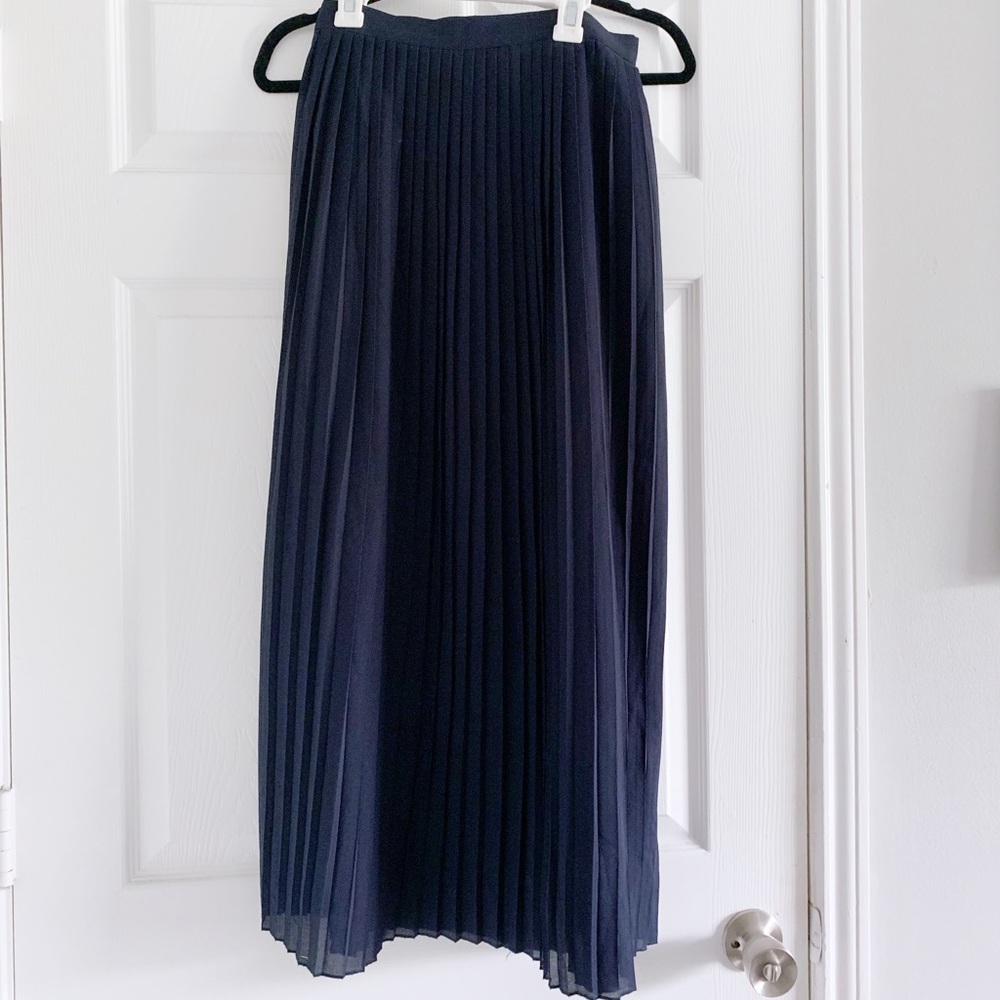 Navy Jcrew Pleated Maxi Skirt 00